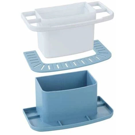 WENKO Porte éponge évier Cuisine Cosmo, Organiseur évier Avec Espace De Rangement Pour Le Liquide Vaisselle, L'éponge, Matière Plastique De Qualité Supérieure, 21x11x11,5 Cm, Bleu 4 WENKO Porte éponge évier Cuisine Cosmo, Organiseur évier Avec Espace De Rangement Pour Le Liquide Vaisselle, L'éponge, Matière Plastique De Qualité Supérieure, 21x11x11,5 Cm, Bleu – Image 2