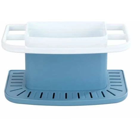 WENKO Porte éponge évier Cuisine Cosmo, Organiseur évier Avec Espace De Rangement Pour Le Liquide Vaisselle, L'éponge, Matière Plastique De Qualité Supérieure, 21x11x11,5 Cm, Bleu 5 WENKO Porte éponge évier Cuisine Cosmo, Organiseur évier Avec Espace De Rangement Pour Le Liquide Vaisselle, L'éponge, Matière Plastique De Qualité Supérieure, 21x11x11,5 Cm, Bleu – Image 3