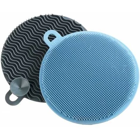 WENKO Éponge Silicone Vaisselle Soft, Lot De 2 éponges Pour Une Vaisselle Sans Rayures, éponge Hygiénique Adaptée Au Lave-vaisselle, Silicone, Ø 12x1,2 Cm, Gris-bleu 4 WENKO Éponge Silicone Vaisselle Soft, Lot De 2 éponges Pour Une Vaisselle Sans Rayures, éponge Hygiénique Adaptée Au Lave-vaisselle, Silicone, Ø 12x1,2 Cm, Gris-bleu – Image 2