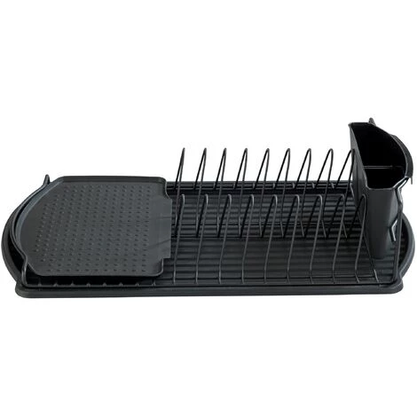 WENKO Égouttoir Vaisselle Noir Basic, Egouttoir Vaisselle Cuisine, Egouttoir Evier Avec Bac Amovible, Métal - Plastique, 47,5x11x26,5 Cm, Noir 3 WENKO Égouttoir Vaisselle Noir Basic, Egouttoir Vaisselle Cuisine, Egouttoir Evier Avec Bac Amovible, Métal - Plastique, 47,5x11x26,5 Cm, Noir