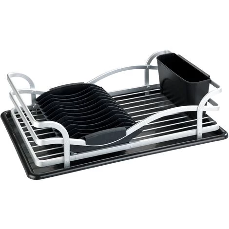 WENKO Egouttoir Vaisselle Inox, Egouttoir Vaisselle Cuisine Avec Plateau Amovible, Aluminium Inox - Plastique, 46,5x13x31,5 Cm, Argent Mat - Noir 3 WENKO Egouttoir Vaisselle Inox, Egouttoir Vaisselle Cuisine Avec Plateau Amovible, Aluminium Inox - Plastique, 46,5x13x31,5 Cm, Argent Mat - Noir