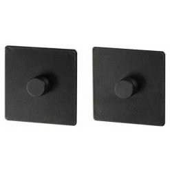 WENKO Adaptateur Turbo-Loc Noir, Lot De 2, Fixation Sans Perçage - Pastilles Adhésives, Fixation Extrêmement Forte Sur Toutes Les Surfaces Lisses, Design Carré, Métal, 6,3x1,4x6,3 Cm, Noir Mat