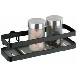 WENKO Etagère à épices Murale Noire Gala, étagère Murale Pour Ranger Les Pots D'épices, Fixation Murale Fournie, Style Industriel, Acier - Plastique, 22x5,5x7 Cm, Noir Mat - Gris 9 WENKO Etagère à épices Murale Noire Gala, étagère Murale Pour Ranger Les Pots D'épices, Fixation Murale Fournie, Style Industriel, Acier - Plastique, 22x5,5x7 Cm, Noir Mat - Gris -WENKO Soldes 18940778 3