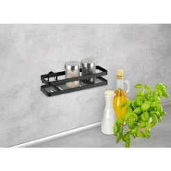 WENKO Etagère à épices Murale Noire Gala, étagère Murale Pour Ranger Les Pots D'épices, Fixation Murale Fournie, Style Industriel, Acier - Plastique, 22x5,5x7 Cm, Noir Mat - Gris 10 WENKO Etagère à épices Murale Noire Gala, étagère Murale Pour Ranger Les Pots D'épices, Fixation Murale Fournie, Style Industriel, Acier - Plastique, 22x5,5x7 Cm, Noir Mat - Gris -WENKO Soldes 18940778 4