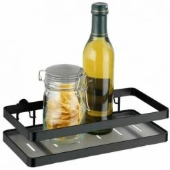 WENKO Étagère Murale Cuisine Gala, Etagère Murale Cuisine Pour Le Rangement Des épices Et Condiments, Fixation Mural Fournie, Style Industriel, Métal - Plastique, 24,8x12x5,5 Cm, Noir Mat - Gris 9 WENKO Étagère Murale Cuisine Gala, Etagère Murale Cuisine Pour Le Rangement Des épices Et Condiments, Fixation Mural Fournie, Style Industriel, Métal - Plastique, 24,8x12x5,5 Cm, Noir Mat - Gris -WENKO Soldes 18940782 3