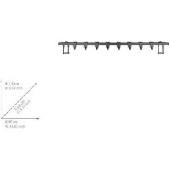 WENKO Barre De Crédence Cuisine Gala, Porte Ustensiles De Cuisine Mural Avec 8 Crochets De Suspension Pour Accessoires De Cuisine, Fixation Murale, Acier, 60x4x2,5 Cm, Noir Mat -WENKO Soldes 18940787 5