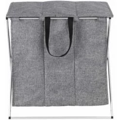 WENKO Panier à Linge 3 Compartiments Trio Top, Panier Linge Sale, Capacité 118L, Polyester 57x57x38 Cm, Gris Chiné 9 WENKO Panier à Linge 3 Compartiments Trio Top, Panier Linge Sale, Capacité 118L, Polyester 57x57x38 Cm, Gris Chiné -WENKO Soldes 18940807 3