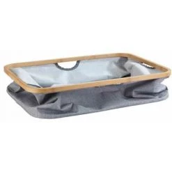 WENKO Panier Linge Pliable Bahari, Panier De Rangement Tissu Salle De Bain, Capacité 50L, Polyester - Bambou, 54x36x26 Cm, Gris - Marron -WENKO Soldes 18940814 3