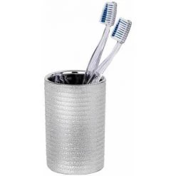 WENKO Set Accessoires Salle De Bain, Distributeur Savon Liquide, Porte Brosse à Dent, Brosse WC, Céramique, Polaris Argent -WENKO Soldes 18940893 3