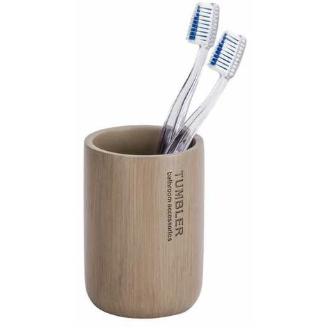 WENKO Set D'accessoires De Salle De Bain, Porte Brosse à Dent Et Boite Avec Couvercle Bambou, Palo Taupe 5 WENKO Set D'accessoires De Salle De Bain, Porte Brosse à Dent Et Boite Avec Couvercle Bambou, Palo Taupe – Image 3