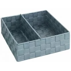 WENKO Organiseur Tiroir Cuisine Avec Rangement Amovible Adria L, Boite Rangement Salle De Bain, Lot De 2, Plastique, 26x9x26 Cm, Gris -WENKO Soldes 18940903 3
