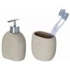 WENKO Set D'accessoires De Salle De Bain, Distributeur Savon Liquide, Porte Brosse à Dent, Puro Effet Sable Beige 1 WENKO Set D'accessoires De Salle De Bain, Distributeur Savon Liquide, Porte Brosse à Dent, Puro Effet Sable Beige -WENKO Soldes 18940924 1