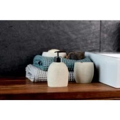 WENKO Set D'accessoires De Salle De Bain, Distributeur Savon Liquide, Porte Brosse à Dent, Puro Effet Sable Beige 11 WENKO Set D'accessoires De Salle De Bain, Distributeur Savon Liquide, Porte Brosse à Dent, Puro Effet Sable Beige -WENKO Soldes 18940924 5