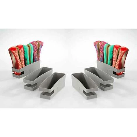 WENKO Organisateur De Chaussures, Rangement Ballerines Gain De Place, Lot De 6, Support Plastique Robuste, 9x9,5x26,5 Cm, Gris 4 WENKO Organisateur De Chaussures, Rangement Ballerines Gain De Place, Lot De 6, Support Plastique Robuste, 9x9,5x26,5 Cm, Gris – Image 2
