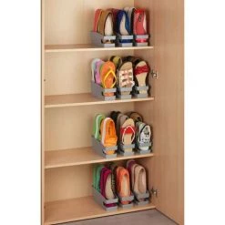 WENKO Organisateur De Chaussures, Rangement Ballerines Gain De Place, Lot De 6, Support Plastique Robuste, 9x9,5x26,5 Cm, Gris 8 WENKO Organisateur De Chaussures, Rangement Ballerines Gain De Place, Lot De 6, Support Plastique Robuste, 9x9,5x26,5 Cm, Gris -WENKO Soldes 18940945 3
