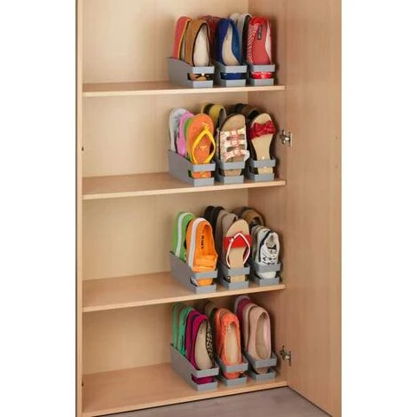 WENKO Organisateur De Chaussures, Rangement Ballerines Gain De Place, Lot De 6, Support Plastique Robuste, 9x9,5x26,5 Cm, Gris 5 WENKO Organisateur De Chaussures, Rangement Ballerines Gain De Place, Lot De 6, Support Plastique Robuste, 9x9,5x26,5 Cm, Gris – Image 3
