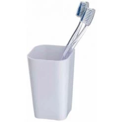 WENKO Set D'accessoires De Salle De Bain Candy, Gobelet Brosse à Dent, Distributeur Savon Liquide, Brosse WC Noire, Plastique Sans BPA, Blanc -WENKO Soldes 18940953 3