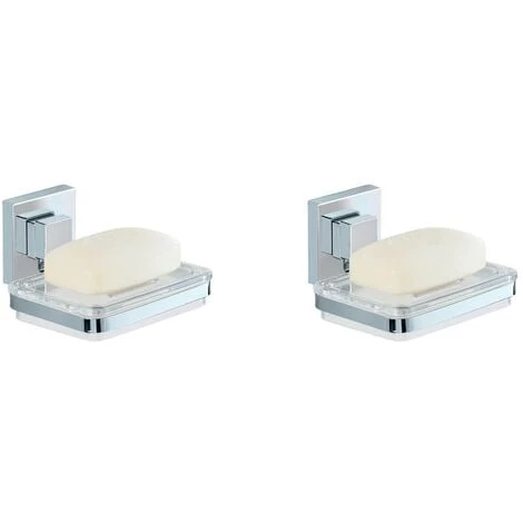WENKO Vacuum-Loc® Porte Savon Mural, Inox, Quadro, Lot De 2 3 WENKO Vacuum-Loc® Porte Savon Mural, Inox, Quadro, Lot De 2
