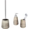 WENKO Set Accessoires Salle De Bain, Distributeur Savon Liquide, Gobelet Brosse à Dent, Brosse WC, Céramique Peint à La Main, Pottery Sable 1 WENKO Set Accessoires Salle De Bain, Distributeur Savon Liquide, Gobelet Brosse à Dent, Brosse WC, Céramique Peint à La Main, Pottery Sable -WENKO Soldes 18941028 1