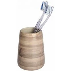 WENKO Set Accessoires Salle De Bain, Distributeur Savon Liquide, Gobelet Brosse à Dent, Brosse WC, Céramique Peint à La Main, Pottery Sable -WENKO Soldes 18941028 3