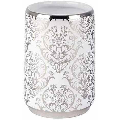 WENKO Set D'accessoires De Salle De Bain Baroque, Porte Brosse à Dent, Brosse WC Et Distributeur De Savon Liquide Capacité 400ml, Céramique, Blanc - Brillant 4 WENKO Set D'accessoires De Salle De Bain Baroque, Porte Brosse à Dent, Brosse WC Et Distributeur De Savon Liquide Capacité 400ml, Céramique, Blanc - Brillant – Image 2