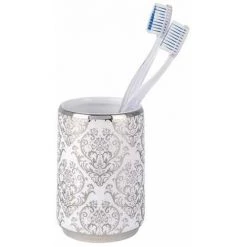 WENKO Set D'accessoires De Salle De Bain Baroque, Porte Brosse à Dent, Brosse WC Et Distributeur De Savon Liquide Capacité 400ml, Céramique, Blanc - Brillant 9 WENKO Set D'accessoires De Salle De Bain Baroque, Porte Brosse à Dent, Brosse WC Et Distributeur De Savon Liquide Capacité 400ml, Céramique, Blanc - Brillant -WENKO Soldes 18941041 3