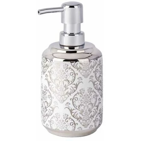 WENKO Set D'accessoires De Salle De Bain Baroque, Porte Brosse à Dent, Brosse WC Et Distributeur De Savon Liquide Capacité 400ml, Céramique, Blanc - Brillant 6 WENKO Set D'accessoires De Salle De Bain Baroque, Porte Brosse à Dent, Brosse WC Et Distributeur De Savon Liquide Capacité 400ml, Céramique, Blanc - Brillant – Image 4