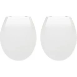 WENKO Abattant WC Avec Frein De Chute Premium Kos, Abattant WC Clipsable Avec Fixation Inox, Lot De 2, Thermoplastique, 37x44 Cm, Blanc