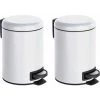 WENKO Poubelle à Pédale Leman, Petite Poubelle Salle De Bain, Capacité 3L, Lot De 2, Acier, 17x25x22.5 Cm, Blanc 1 WENKO Poubelle à Pédale Leman, Petite Poubelle Salle De Bain, Capacité 3L, Lot De 2, Acier, 17x25x22.5 Cm, Blanc -WENKO Soldes 18941110 1