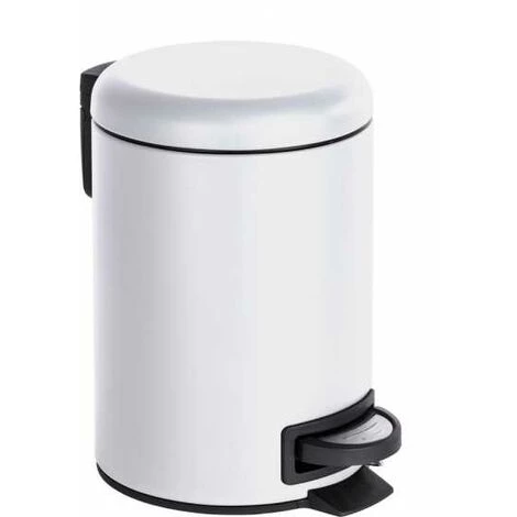 WENKO Poubelle à Pédale Leman, Petite Poubelle Salle De Bain, Capacité 3L, Lot De 2, Acier, 17x25x22.5 Cm, Blanc 4 WENKO Poubelle à Pédale Leman, Petite Poubelle Salle De Bain, Capacité 3L, Lot De 2, Acier, 17x25x22.5 Cm, Blanc – Image 2