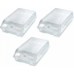 WENKO Boîte à Chaussures Taille M, Lot De 3 Boites De Rangement Pour Chaussures, Gain De Place Et Empilable, Plastique, 19,5x10x32 Cm, Transparent