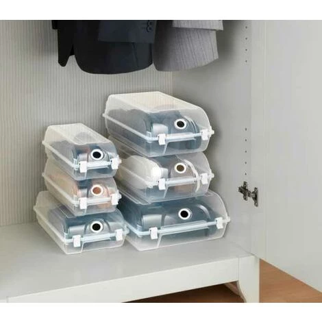WENKO Boîte à Chaussures Taille M, Lot De 3 Boites De Rangement Pour Chaussures, Gain De Place Et Empilable, Plastique, 19,5x10x32 Cm, Transparent 7 WENKO Boîte à Chaussures Taille M, Lot De 3 Boites De Rangement Pour Chaussures, Gain De Place Et Empilable, Plastique, 19,5x10x32 Cm, Transparent – Image 5