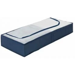 WENKO Boite Rangement Sous Lit Business, Rangement Sous Lit, Grande Capacité De Rangement, Ouverture Transparente Et Fermeture éclair, Lot De 4, Plastique, 105x15x45 Cm, Bleu -WENKO Soldes 18941169 4