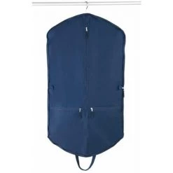 WENKO Housse Vêtements Business Premium, Housse Costume 2 Compartiments Avec Fermeture éclair Et Ouverture Pour Cintre, Lot De 2, Polyester, 112x62 Cm, Bleu Foncé -WENKO Soldes 18941172 4