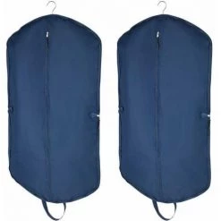 WENKO Housse Vêtements Business Premium, Housse De Costume Format Voyage Avec Sac à Chaussures, Protection Contre La Poussière Et Les Froissements, Lot De 2, Polyester, 62x112 Cm - 40x30 Cm, Bleu