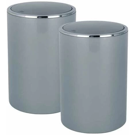 WENKO Petite Poubelle Salle De Bain Inca, Poubelle Salle De Bain Avec Couvercle, Capacité 5L, Lot De 2, Plastique Haut De Gamme, Ø 18,5x25,5 Cm, Gris 3 WENKO Petite Poubelle Salle De Bain Inca, Poubelle Salle De Bain Avec Couvercle, Capacité 5L, Lot De 2, Plastique Haut De Gamme, Ø 18,5x25,5 Cm, Gris