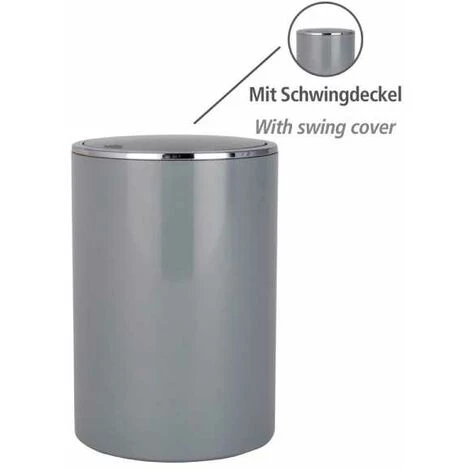 WENKO Petite Poubelle Salle De Bain Inca, Poubelle Salle De Bain Avec Couvercle, Capacité 5L, Lot De 2, Plastique Haut De Gamme, Ø 18,5x25,5 Cm, Gris 5 WENKO Petite Poubelle Salle De Bain Inca, Poubelle Salle De Bain Avec Couvercle, Capacité 5L, Lot De 2, Plastique Haut De Gamme, Ø 18,5x25,5 Cm, Gris – Image 3