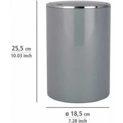 WENKO Petite Poubelle Salle De Bain Inca, Poubelle Salle De Bain Avec Couvercle, Capacité 5L, Lot De 2, Plastique Haut De Gamme, Ø 18,5x25,5 Cm, Gris 11 WENKO Petite Poubelle Salle De Bain Inca, Poubelle Salle De Bain Avec Couvercle, Capacité 5L, Lot De 2, Plastique Haut De Gamme, Ø 18,5x25,5 Cm, Gris -WENKO Soldes 18941181 5