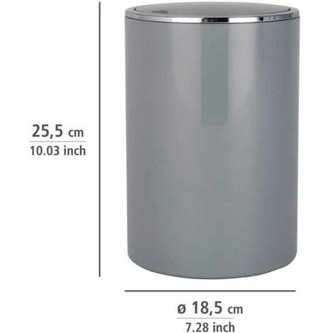 WENKO Petite Poubelle Salle De Bain Inca, Poubelle Salle De Bain Avec Couvercle, Capacité 5L, Lot De 2, Plastique Haut De Gamme, Ø 18,5x25,5 Cm, Gris 7 WENKO Petite Poubelle Salle De Bain Inca, Poubelle Salle De Bain Avec Couvercle, Capacité 5L, Lot De 2, Plastique Haut De Gamme, Ø 18,5x25,5 Cm, Gris – Image 5