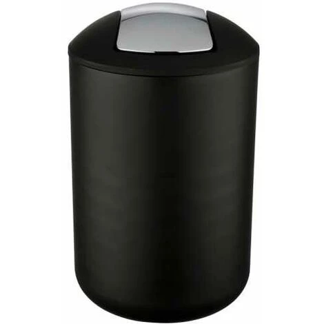 WENKO Lot De 2 Poubelles Salle De Bain Noires, Mini Poubelle Salle De Bain, Couvercle Basculant, Brasil L, Capacité 6,5L, Plastique PET Incassable, ø19,5x31 Cm, Noir 4 WENKO Lot De 2 Poubelles Salle De Bain Noires, Mini Poubelle Salle De Bain, Couvercle Basculant, Brasil L, Capacité 6,5L, Plastique PET Incassable, ø19,5x31 Cm, Noir – Image 2