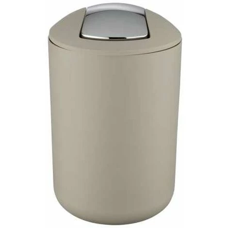 WENKO Lot De 2 Poubelles Salle De Bain, Mini Poubelle Salle De Bain, Couvercle Basculant, Brasil L, Capacité 6,5L, Plastique PET Incassable, ø19,5x31 Cm, Taupe 4 WENKO Lot De 2 Poubelles Salle De Bain, Mini Poubelle Salle De Bain, Couvercle Basculant, Brasil L, Capacité 6,5L, Plastique PET Incassable, ø19,5x31 Cm, Taupe – Image 2