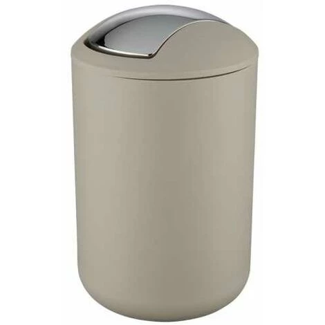 WENKO Lot De 2 Poubelles Salle De Bain, Mini Poubelle Salle De Bain, Couvercle Basculant, Brasil L, Capacité 6,5L, Plastique PET Incassable, ø19,5x31 Cm, Taupe 5 WENKO Lot De 2 Poubelles Salle De Bain, Mini Poubelle Salle De Bain, Couvercle Basculant, Brasil L, Capacité 6,5L, Plastique PET Incassable, ø19,5x31 Cm, Taupe – Image 3