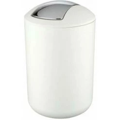 WENKO Lot De 2 Poubelles Salle De Bain, Mini Poubelle Salle De Bain, Couvercle Basculant, Brasil L, Capacité 6,5L, Plastique PET Incassable, ø19,5x31 Cm, Blanc -WENKO Soldes 18941190 3