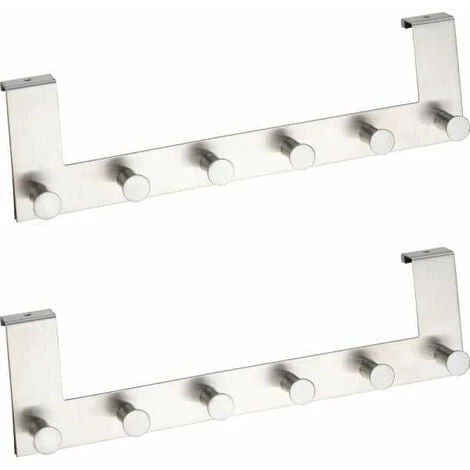WENKO Patère De Porte à Suspendre Celano, 6 Crochets De Porte Pour Les Serviettes Ou Les Manteaux, Fixation Sans Perçage, Lot De 2, Acier Inoxydable, 39x11x5,5 Cm, Argent Mat 3 WENKO Patère De Porte à Suspendre Celano, 6 Crochets De Porte Pour Les Serviettes Ou Les Manteaux, Fixation Sans Perçage, Lot De 2, Acier Inoxydable, 39x11x5,5 Cm, Argent Mat