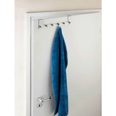 WENKO Patère De Porte à Suspendre Celano, 6 Crochets De Porte Pour Les Serviettes Ou Les Manteaux, Fixation Sans Perçage, Lot De 2, Acier Inoxydable, 39x11x5,5 Cm, Argent Mat 6 WENKO Patère De Porte à Suspendre Celano, 6 Crochets De Porte Pour Les Serviettes Ou Les Manteaux, Fixation Sans Perçage, Lot De 2, Acier Inoxydable, 39x11x5,5 Cm, Argent Mat – Image 4