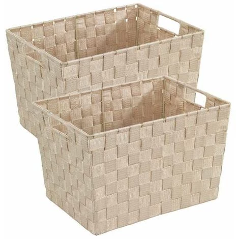 WENKO Panier Salle De Bain Adria M, Rangement Salle De Bain Avec Poignées De Transport, Lot De 2, Polypropylène, 35x25,5x22 Cm, Beige 3 WENKO Panier Salle De Bain Adria M, Rangement Salle De Bain Avec Poignées De Transport, Lot De 2, Polypropylène, 35x25,5x22 Cm, Beige