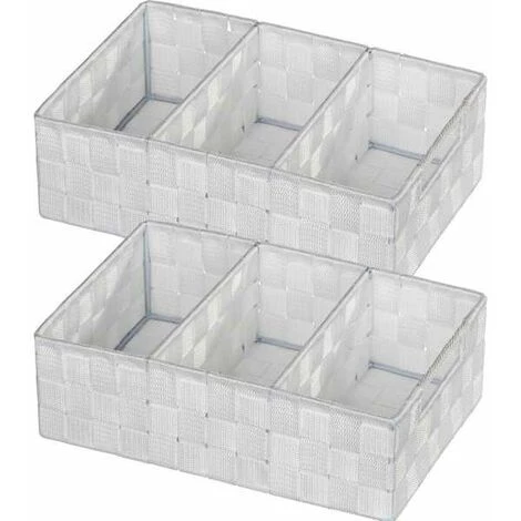 WENKO Organiseur Salle De Bain Adria, Rangement Salle De Bain 3 Compartiments, Lot De 2, Polypropylène, 32x21x10 Cm, Blanc 3 WENKO Organiseur Salle De Bain Adria, Rangement Salle De Bain 3 Compartiments, Lot De 2, Polypropylène, 32x21x10 Cm, Blanc