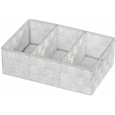 WENKO Organiseur Salle De Bain Adria, Rangement Salle De Bain 3 Compartiments, Lot De 2, Polypropylène, 32x21x10 Cm, Blanc 4 WENKO Organiseur Salle De Bain Adria, Rangement Salle De Bain 3 Compartiments, Lot De 2, Polypropylène, 32x21x10 Cm, Blanc – Image 2