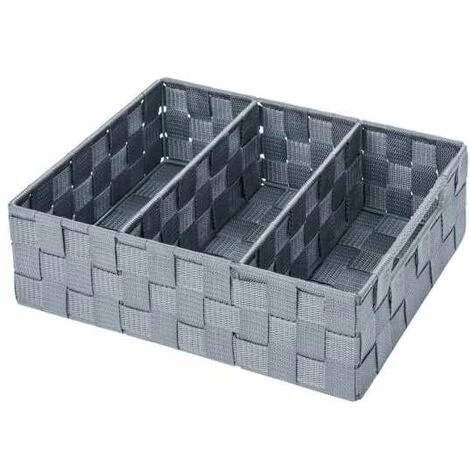 WENKO Organiseur Salle De Bain Adria, Rangement Salle De Bain 3 Compartiments, Lot De 2, Polypropylène, 32x21x10 Cm, Gris 4 WENKO Organiseur Salle De Bain Adria, Rangement Salle De Bain 3 Compartiments, Lot De 2, Polypropylène, 32x21x10 Cm, Gris – Image 2
