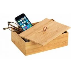 WENKO Boite De Rangement Avec Couvercle Bambou, Terra L, 22x15x7cm, Lot De 2 -WENKO Soldes 18941288 4